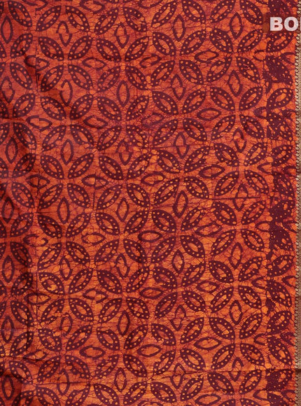 Semi dola saree maroon and orange with allover batik prints and kanjivaram style border - {{ collection.title }} by Prashanti Sarees