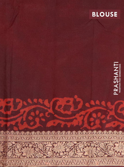 Semi dola saree maroon and orange with allover batik prints and kanjivaram style border - {{ collection.title }} by Prashanti Sarees