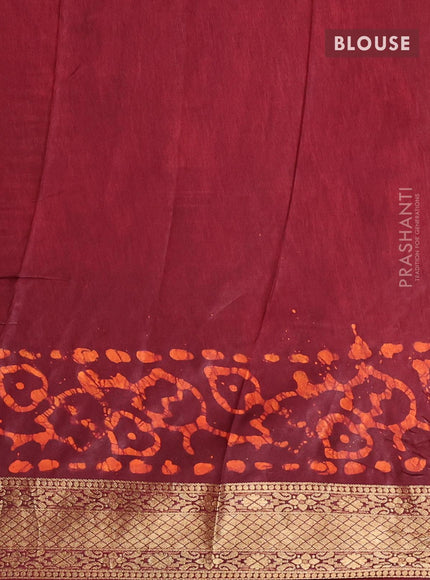 Semi dola saree maroon and orange with allover batik prints and kanjivaram style border - {{ collection.title }} by Prashanti Sarees