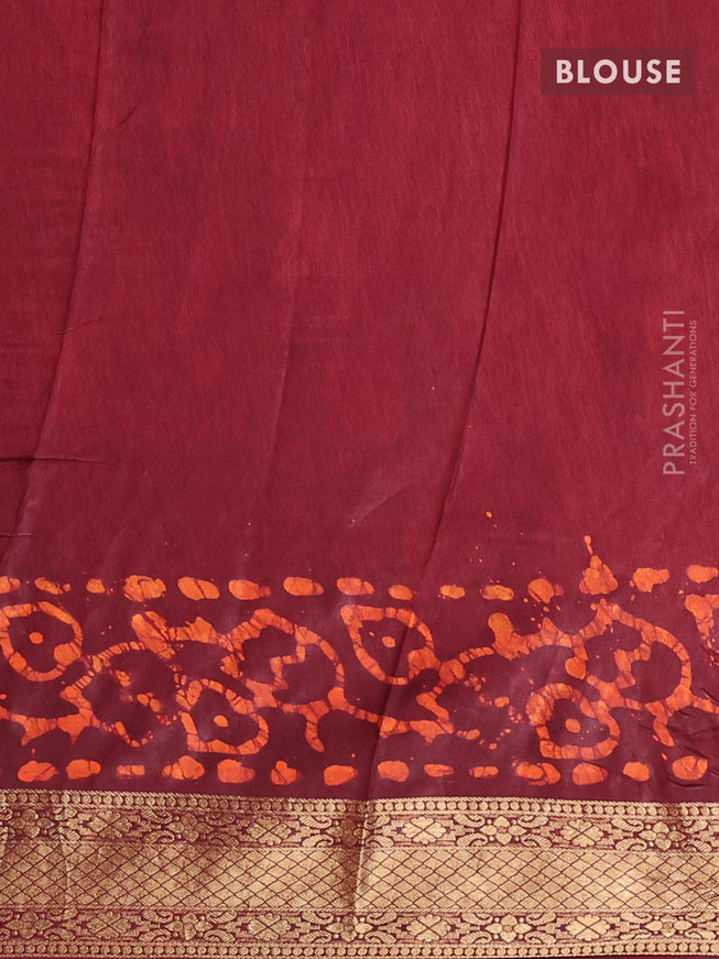 Semi dola saree maroon and orange with allover batik prints and kanjivaram style border - {{ collection.title }} by Prashanti Sarees