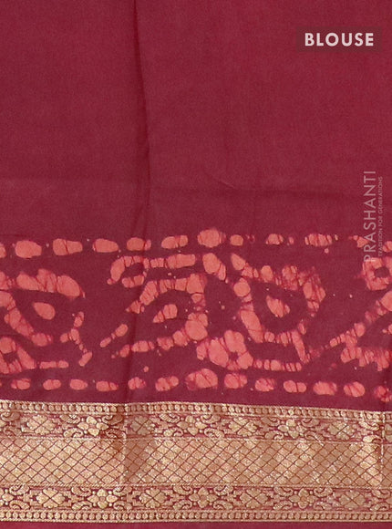 Semi dola saree maroon and peach shade with allover batik prints and kanjivaram style border - {{ collection.title }} by Prashanti Sarees