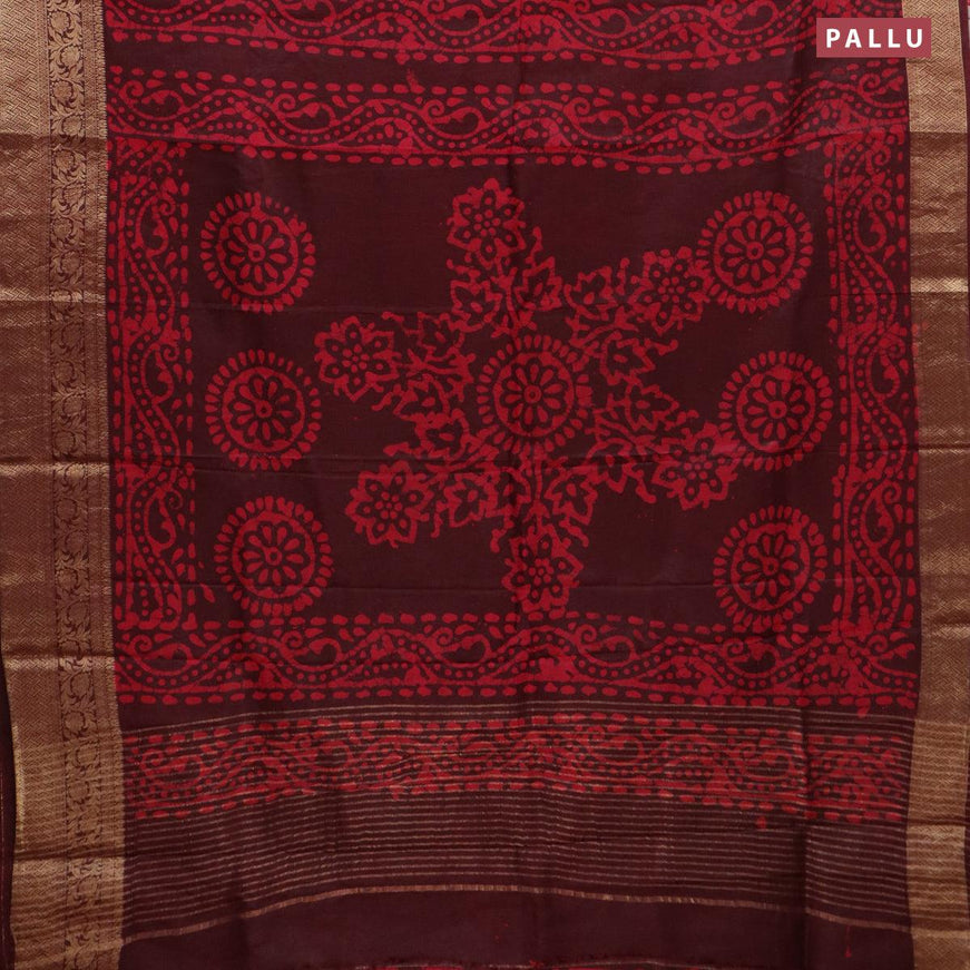 Semi dola saree maroon and pink with allover batik prints and kanjivaram style border - {{ collection.title }} by Prashanti Sarees