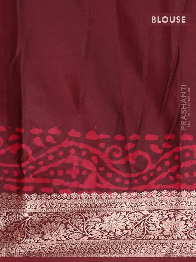 Semi dola saree maroon and pink with allover batik prints and kanjivaram style border - {{ collection.title }} by Prashanti Sarees