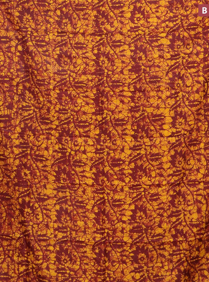 Semi dola saree maroon and yellow with allover batik prints and kanjivaram style border - {{ collection.title }} by Prashanti Sarees