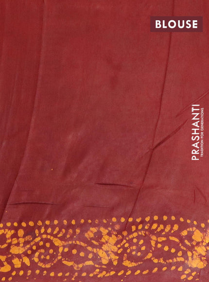 Semi dola saree maroon and yellow with allover batik prints and kanjivaram style border - {{ collection.title }} by Prashanti Sarees