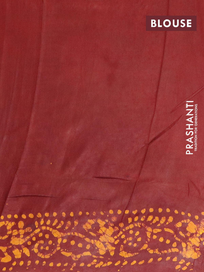 Semi dola saree maroon and yellow with allover batik prints and kanjivaram style border - {{ collection.title }} by Prashanti Sarees