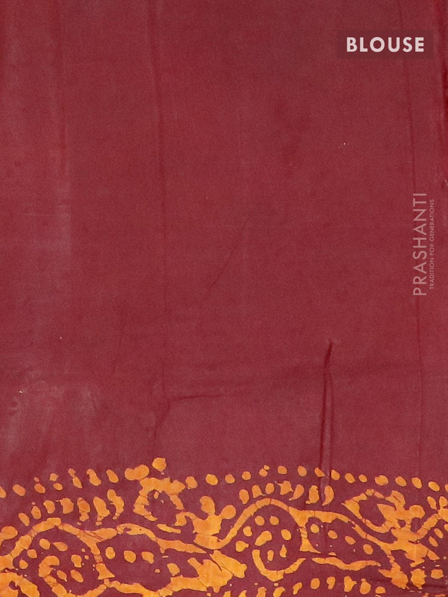 Semi dola saree maroon and yellow with allover batik prints and kanjivaram style border - {{ collection.title }} by Prashanti Sarees