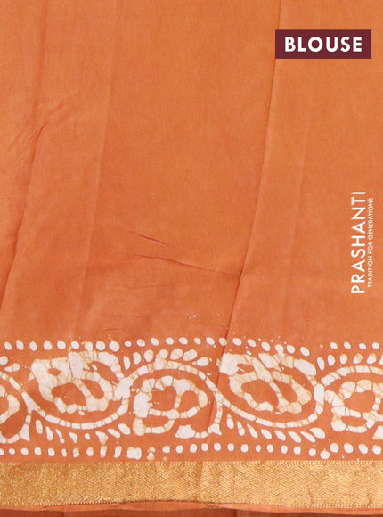 Semi dola saree mustard yellow and off white with allover batik prints and kanjivaram style border - {{ collection.title }} by Prashanti Sarees