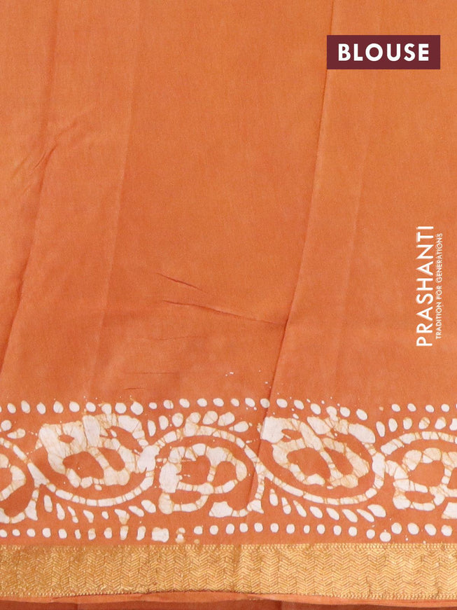 Semi dola saree mustard yellow and off white with allover batik prints and kanjivaram style border - {{ collection.title }} by Prashanti Sarees