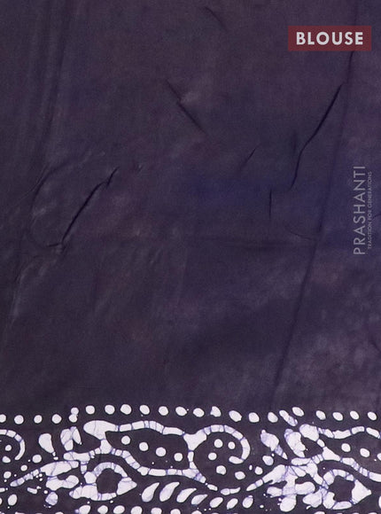 Semi dola saree navy blue and off white with allover batik prints and kanjivaram style border - {{ collection.title }} by Prashanti Sarees