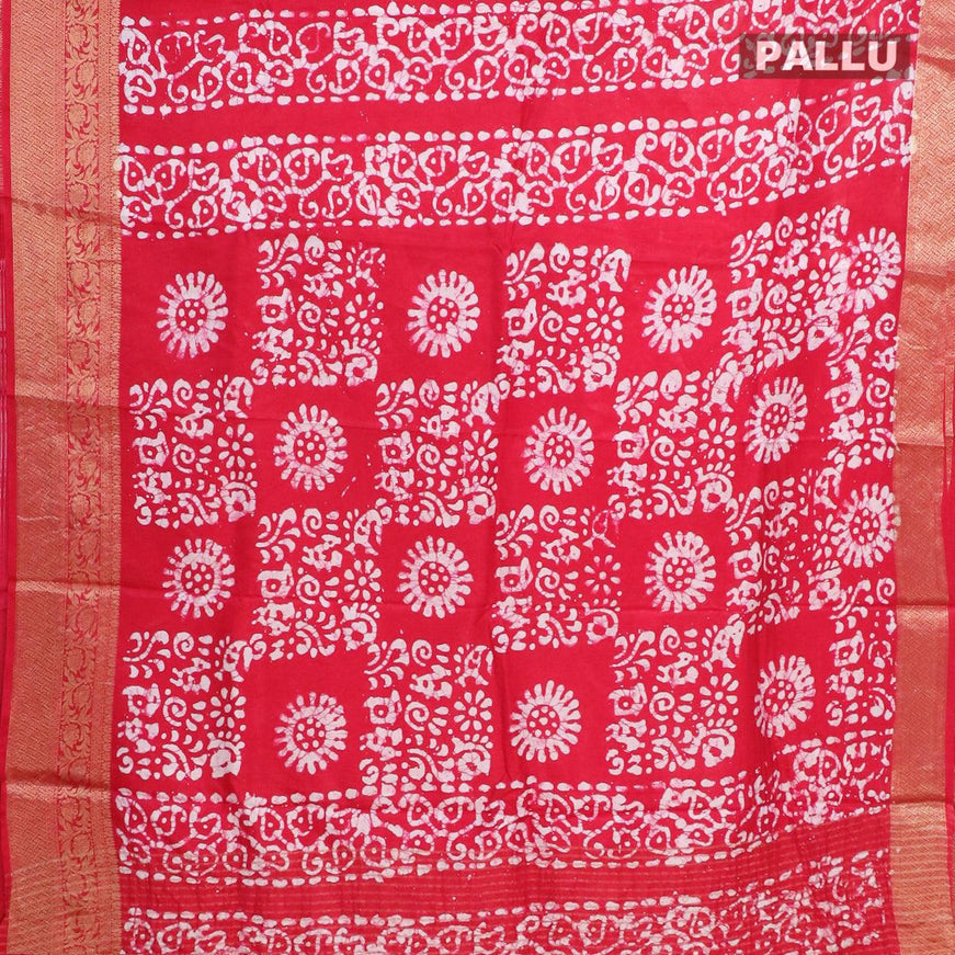 Semi dola saree pink and off white with allover batik prints and kanjivaram style border - {{ collection.title }} by Prashanti Sarees