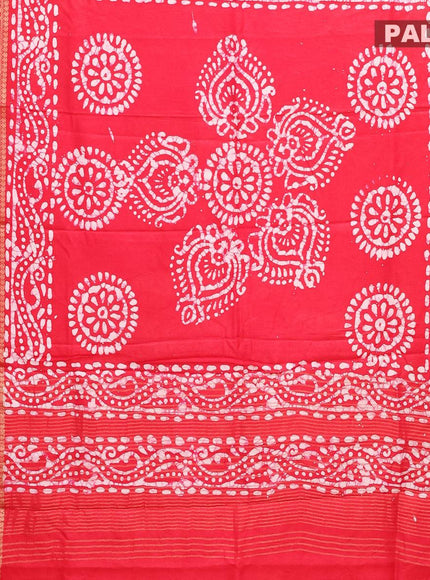 Semi dola saree pink and off white with allover batik prints and kanjivaram style border - {{ collection.title }} by Prashanti Sarees