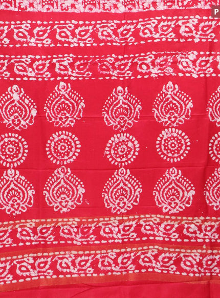 Semi dola saree pink and off white with allover batik prints and kanjivaram style border - {{ collection.title }} by Prashanti Sarees