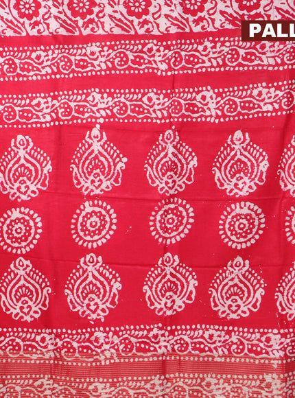 Semi dola saree pink and off white with allover batik prints and kanjivaram style border - {{ collection.title }} by Prashanti Sarees