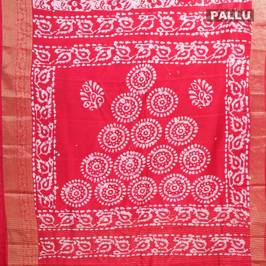 Semi dola saree pink and off white with allover batik prints and kanjivaram style border - {{ collection.title }} by Prashanti Sarees