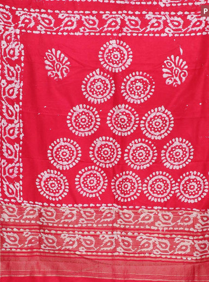 Semi dola saree pink and off white with allover batik prints and kanjivaram style border - {{ collection.title }} by Prashanti Sarees