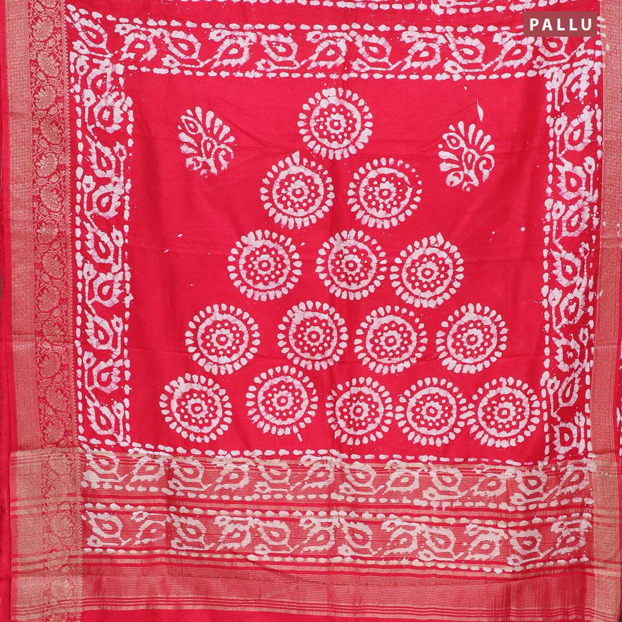 Semi dola saree pink and off white with allover batik prints and kanjivaram style border - {{ collection.title }} by Prashanti Sarees