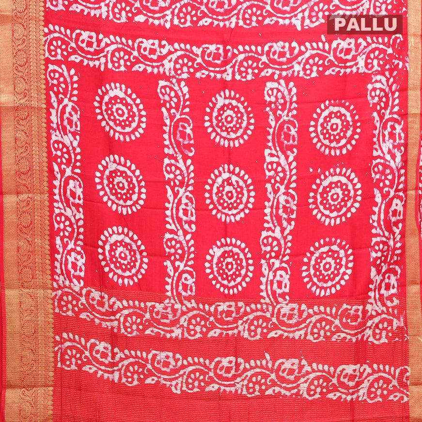 Semi dola saree pink and off white with allover batik prints and kanjivaram style border - {{ collection.title }} by Prashanti Sarees