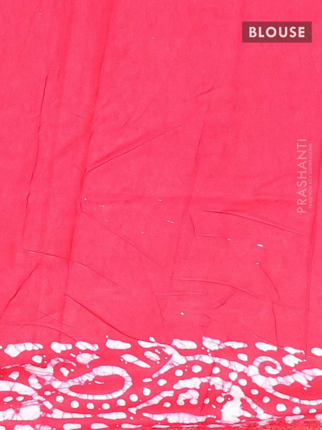 Semi dola saree pink and off white with allover batik prints and kanjivaram style border - {{ collection.title }} by Prashanti Sarees