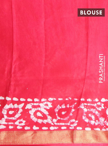 Semi dola saree pink and off white with allover batik prints and kanjivaram style border - {{ collection.title }} by Prashanti Sarees