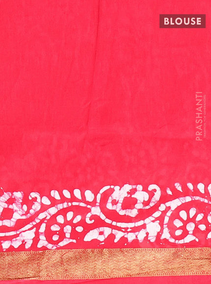 Semi dola saree pink and off white with allover batik prints and kanjivaram style border - {{ collection.title }} by Prashanti Sarees