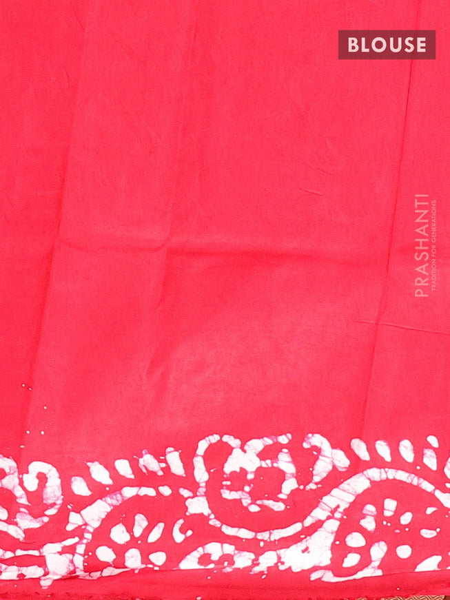 Semi dola saree pink and off white with allover batik prints and kanjivaram style border - {{ collection.title }} by Prashanti Sarees