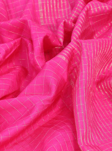 Semi dola saree pink with allover zari checked pattern and floral zari woven border with tie & dye zari butta blouse - {{ collection.title }} by Prashanti Sarees