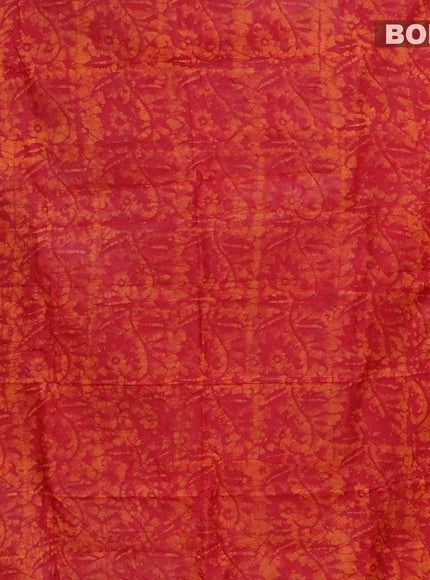 Semi dola saree red and mustard yellow with allover batik prints and kanjivaram style border - {{ collection.title }} by Prashanti Sarees