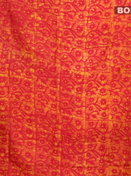 Semi dola saree red and mustard yellow with allover batik prints and kanjivaram style border - {{ collection.title }} by Prashanti Sarees