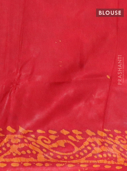 Semi dola saree red and mustard yellow with allover batik prints and kanjivaram style border - {{ collection.title }} by Prashanti Sarees