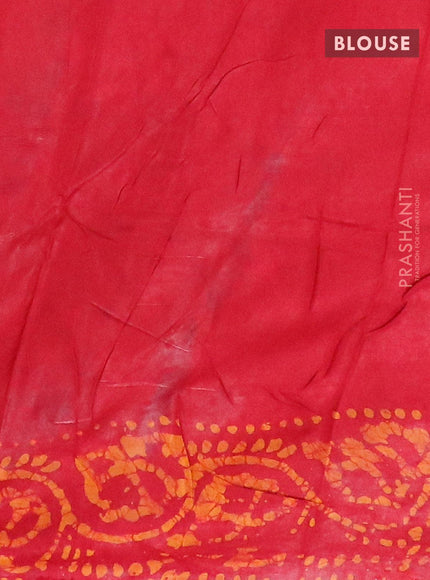 Semi dola saree red and mustard yellow with allover batik prints and kanjivaram style border - {{ collection.title }} by Prashanti Sarees