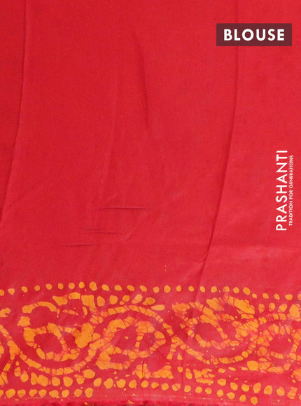 Semi dola saree red and mustard yellow with allover batik prints and kanjivaram style border - {{ collection.title }} by Prashanti Sarees