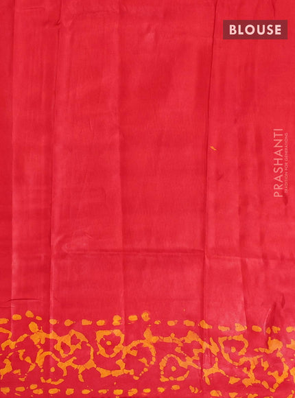 Semi dola saree red and mustard yellow with allover batik prints and kanjivaram style border - {{ collection.title }} by Prashanti Sarees