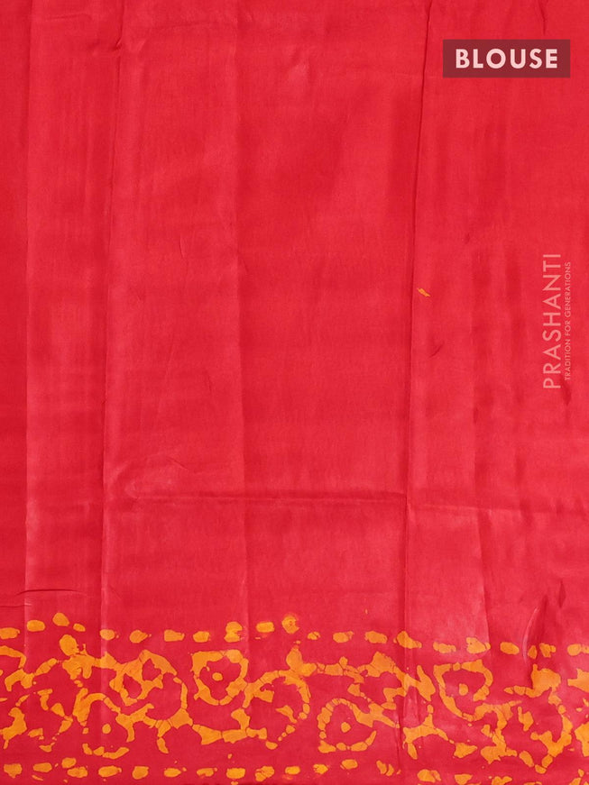 Semi dola saree red and mustard yellow with allover batik prints and kanjivaram style border - {{ collection.title }} by Prashanti Sarees