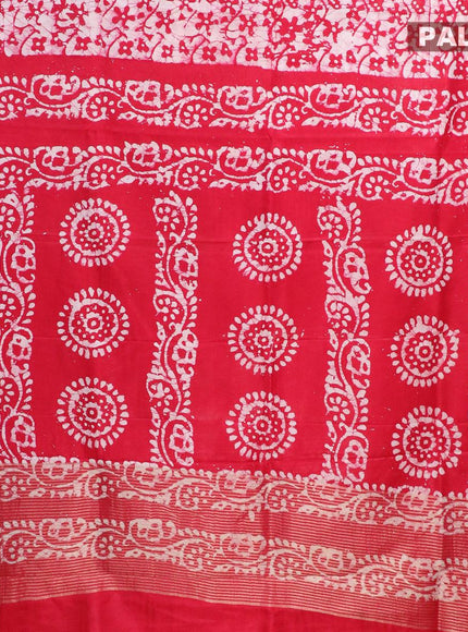 Semi dola saree red and off white with allover batik prints and kanjivaram style border - {{ collection.title }} by Prashanti Sarees