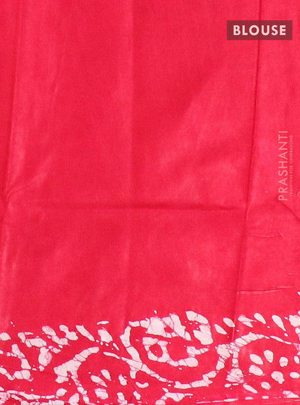 Semi dola saree red and off white with allover batik prints and kanjivaram style border - {{ collection.title }} by Prashanti Sarees