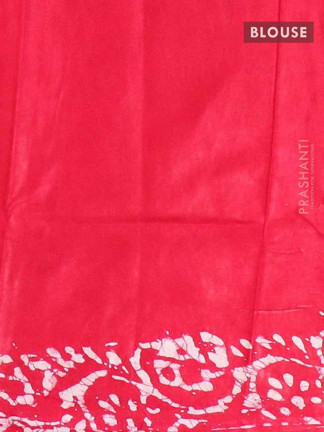 Semi dola saree red and off white with allover batik prints and kanjivaram style border - {{ collection.title }} by Prashanti Sarees