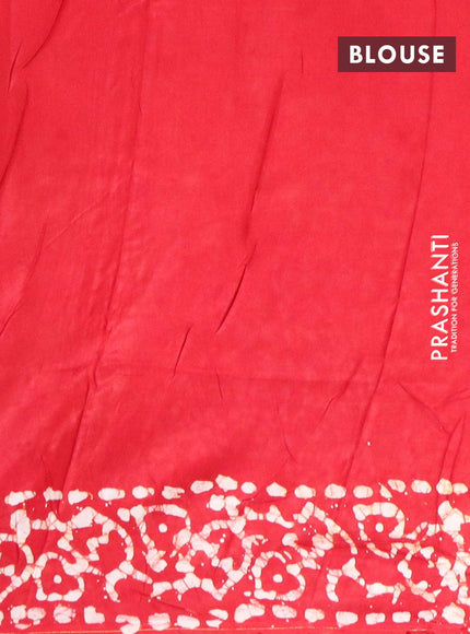 Semi dola saree red and off white with allover batik prints and kanjivaram style border - {{ collection.title }} by Prashanti Sarees