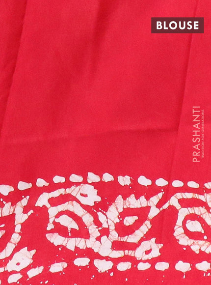 Semi dola saree red and off white with allover batik prints and kanjivaram style border - {{ collection.title }} by Prashanti Sarees