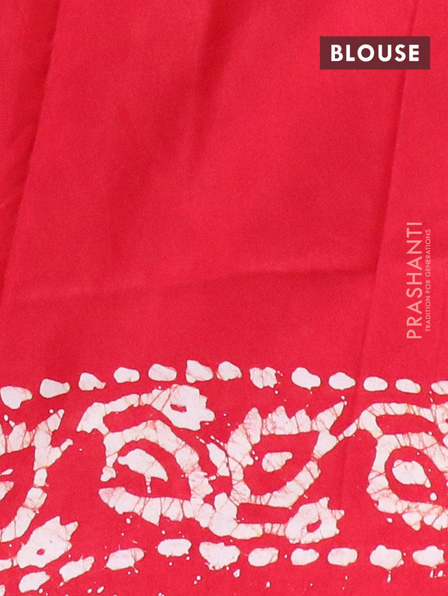 Semi dola saree red and off white with allover batik prints and kanjivaram style border - {{ collection.title }} by Prashanti Sarees