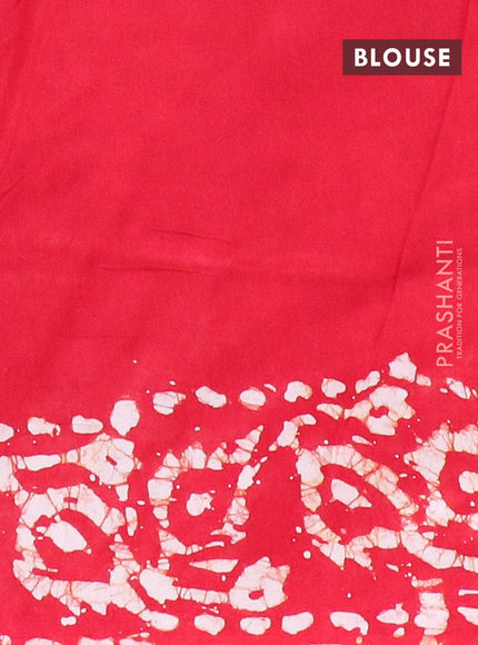 Semi dola saree red and off white with allover batik prints and kanjivaram style border - {{ collection.title }} by Prashanti Sarees