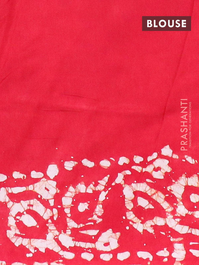 Semi dola saree red and off white with allover batik prints and kanjivaram style border - {{ collection.title }} by Prashanti Sarees