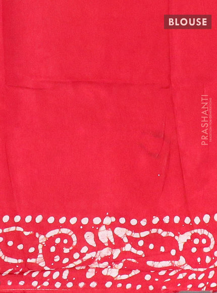 Semi dola saree red and off white with allover batik prints and kanjivaram style border - {{ collection.title }} by Prashanti Sarees