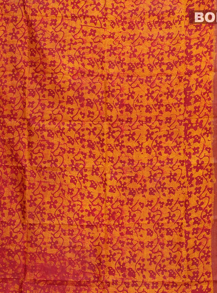 Semi dola saree red and orange with allover batik prints and kanjivaram style border - {{ collection.title }} by Prashanti Sarees