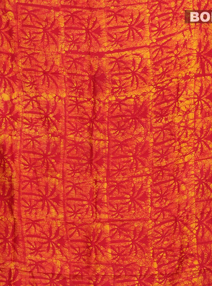 Semi dola saree red and yellow with allover batik prints and kanjivaram style border - {{ collection.title }} by Prashanti Sarees