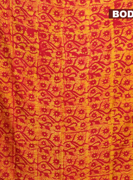 Semi dola saree red and yellow with allover batik prints and kanjivaram style border - {{ collection.title }} by Prashanti Sarees