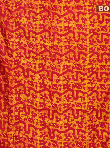 Semi dola saree red and yellow with allover batik prints and kanjivaram style border - {{ collection.title }} by Prashanti Sarees