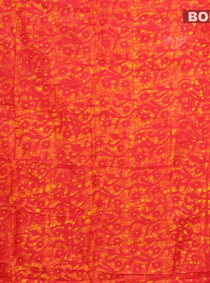 Semi dola saree red and yellow with allover batik prints and kanjivaram style border - {{ collection.title }} by Prashanti Sarees