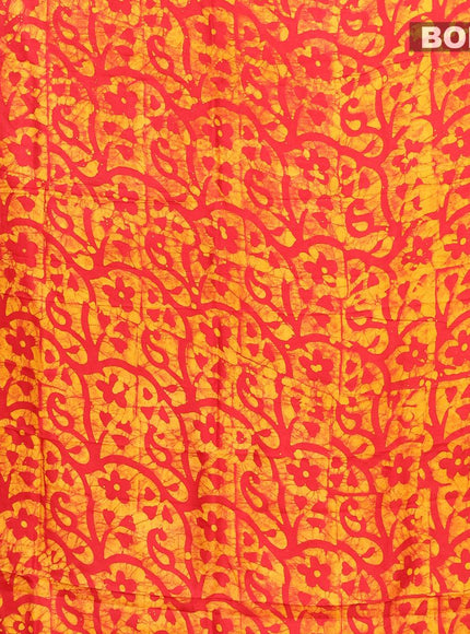 Semi dola saree red and yellow with allover batik prints and kanjivaram style border - {{ collection.title }} by Prashanti Sarees