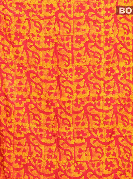 Semi dola saree red and yellow with allover batik prints and kanjivaram style border - {{ collection.title }} by Prashanti Sarees